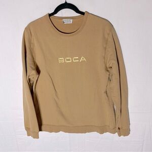 Vintage Wardrobe Essentials Yellow Embroidered BOCA Crew Neck Sweatshirt M